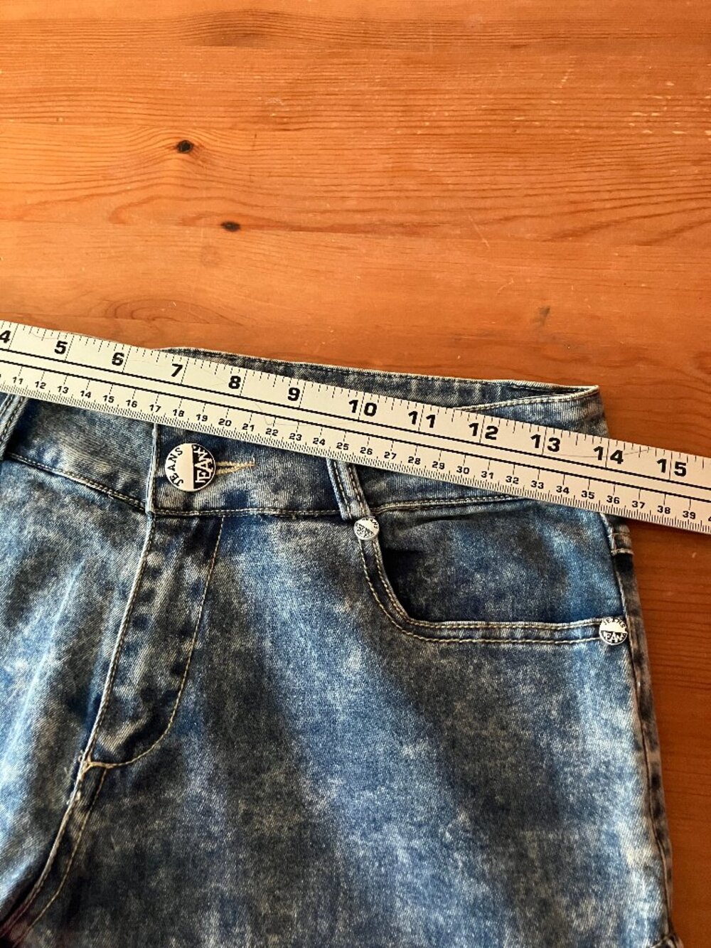 Ladies' E-MESSI Blue Marble Jeans Waist 28" - Picture 13 of 16